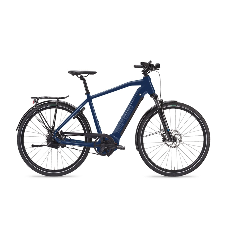 Tour de Suisse Broadway 45 Diamant speedbike with Bosch Performance Speed motor, hydraulic disc brakes, and city equipment in blue