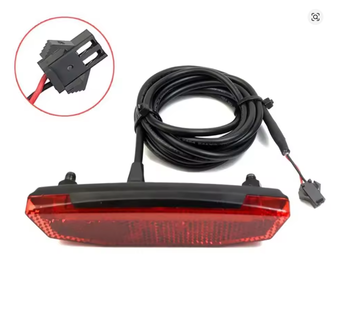 7 red LED 6-60V e-bike rear light with 120cm cable and pre-mounted plug for electric bike safety