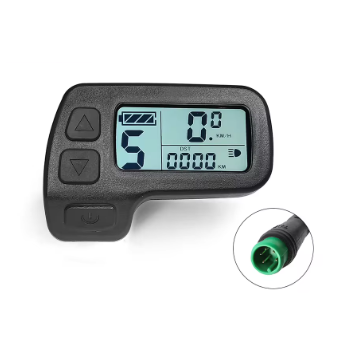 Hintergrundbeleuchtetes LCD-Display für E-Bikes, kompatibel mit KT-Steuergeräten, mit Anzeige von Geschwindigkeit, Akkustand, Entfernung und Tretunterstützung.