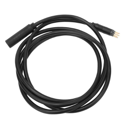 1-meter wheel motor extension cable for electric bikes with waterproof black plug-and-play connectors