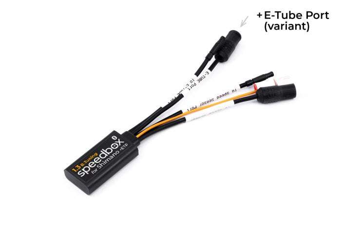 SpeedBox 1.3 B.Tuning module for Shimano EP8 electric bike motors with Bluetooth tuning and E-Tube port variant.